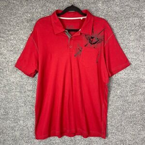 NEW Y2K Guess Polo Shirt Mens XL Red Graphic Pocket Havana Red Short Sleeve